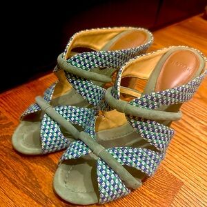 Alexandre Birman Quilted Green & Blue Heels 37